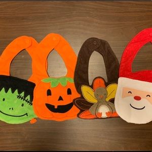 4 Holiday baby bibs